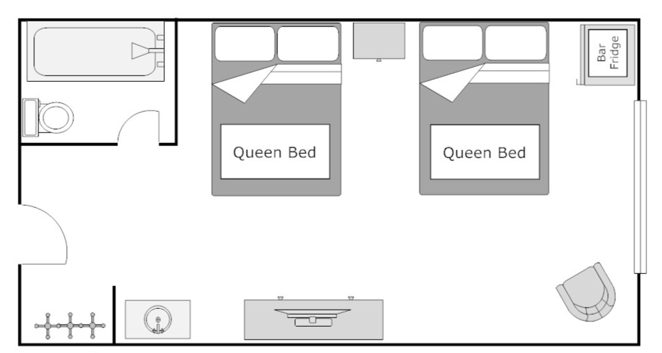 Floor Plan, Standard 2 Queen Room